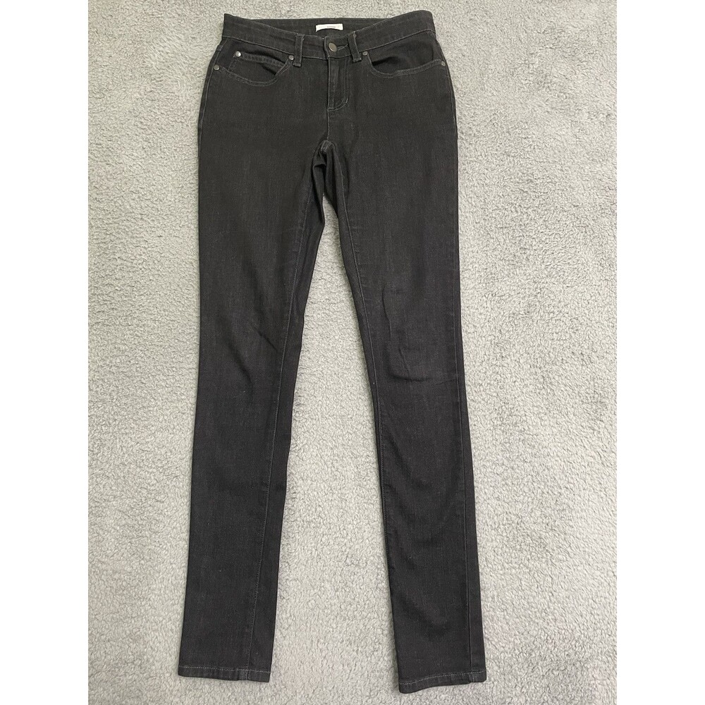 Eileen Fisher Women's Size 2 Black Organic Cotton Skinny Denim Jeans Mid-Rise